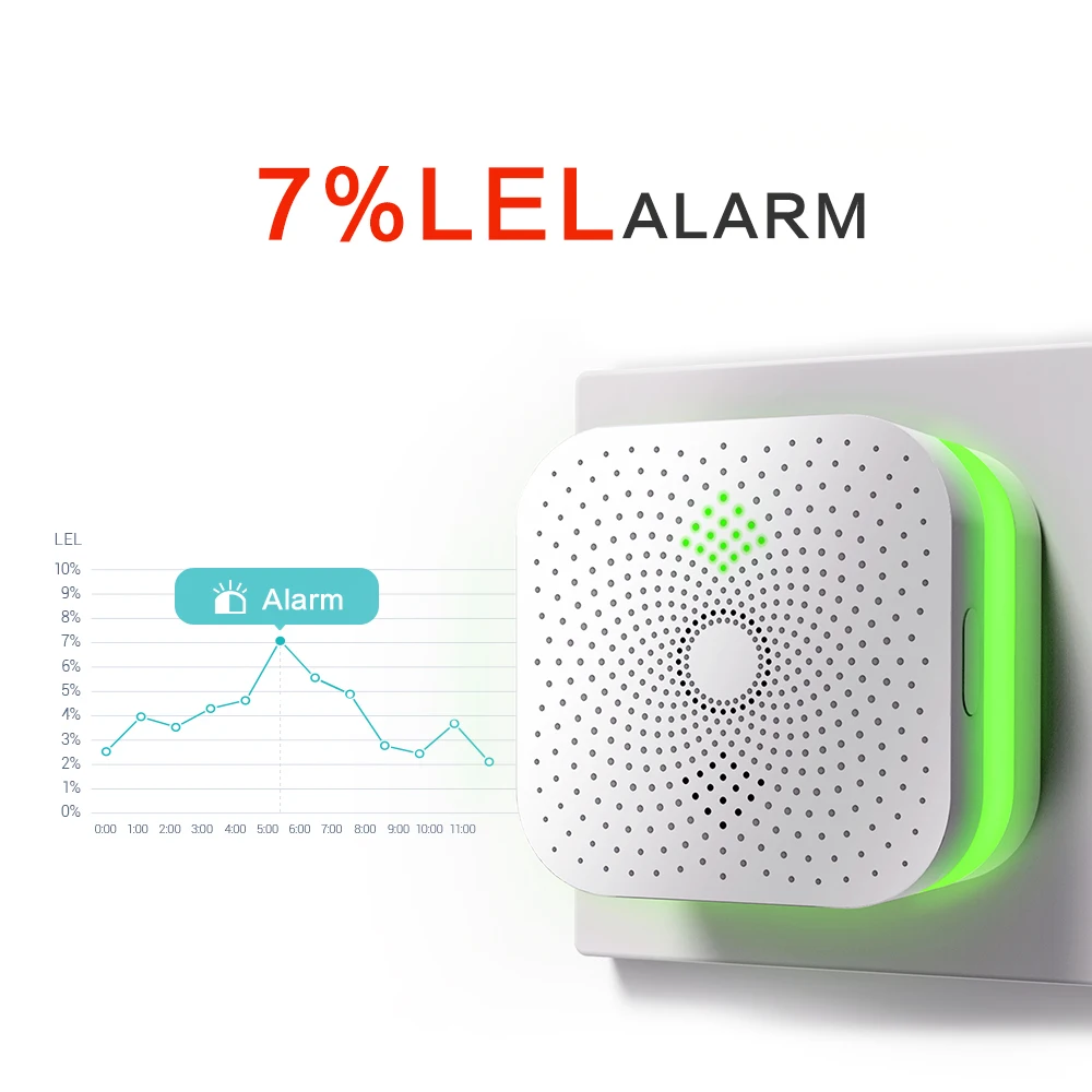 Home Gas Alarm CH4 Leak Detector for Natural Methane Explosive Gas Safety EU Plug with SoundLight Alert PlugIn High Sensitivity