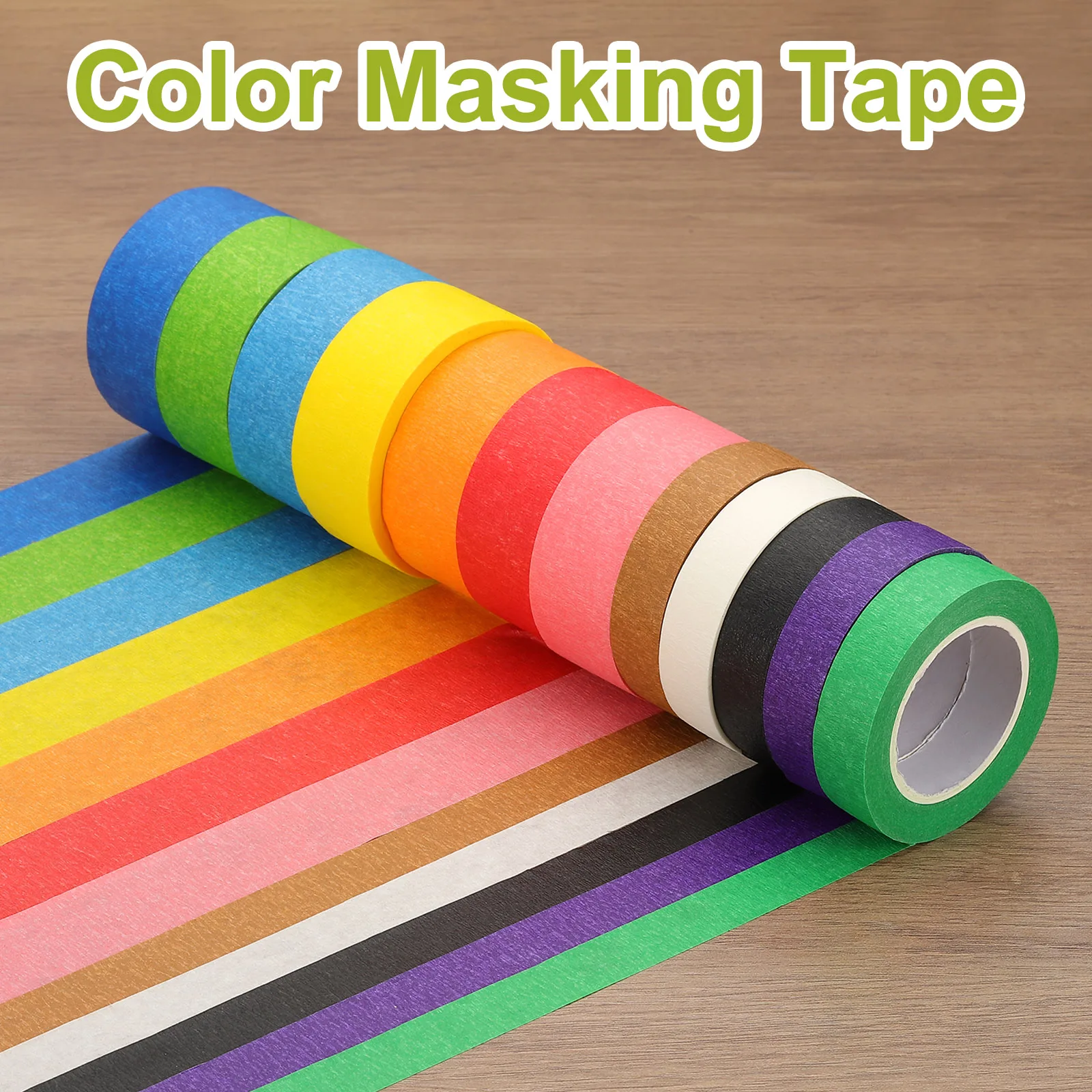 

12Rolls 15mmx13meter Colored Masking Tape Color Code Labeling Painters Tape for Arts Crafts Wall Painting Science Lab Organizing