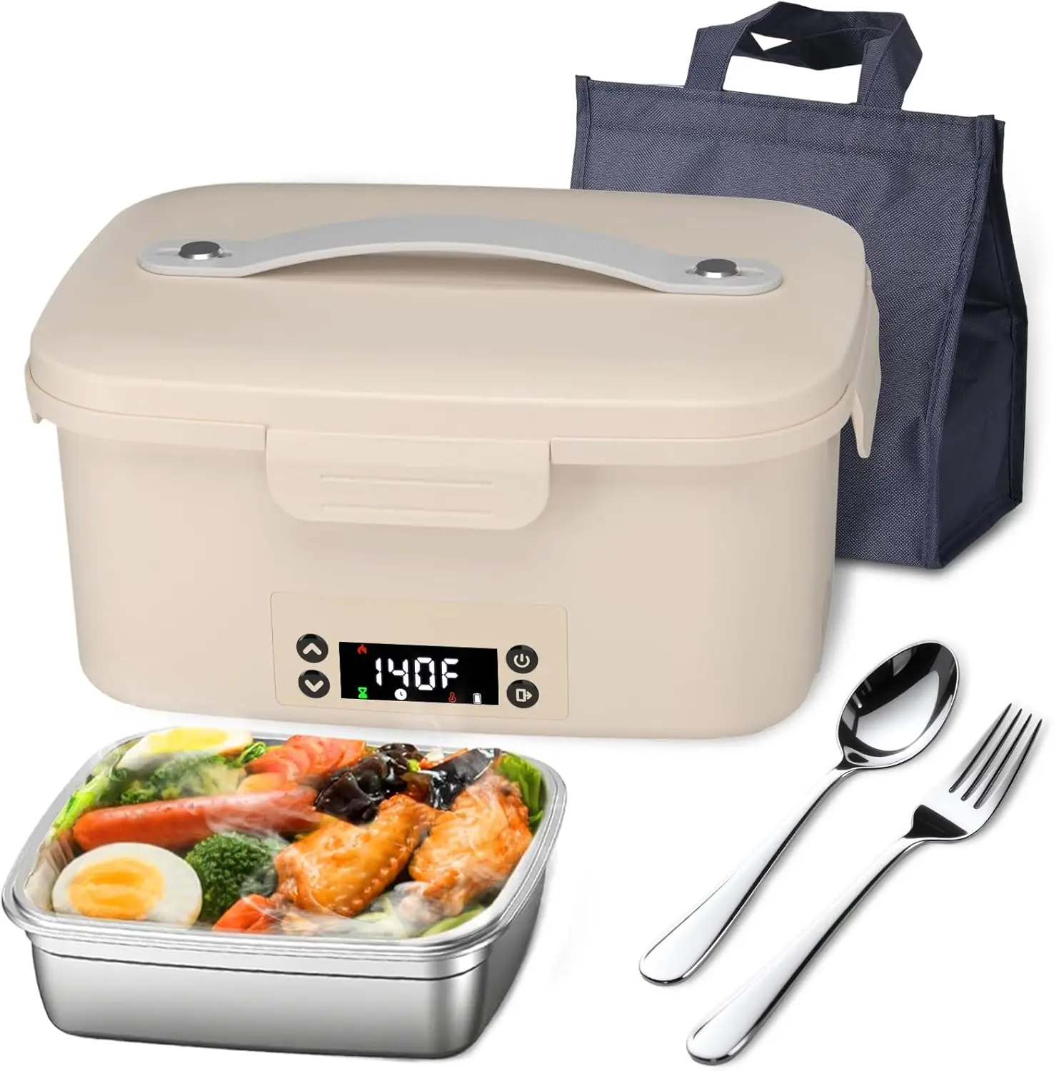 

Cordless Heated Lunch Box 1L, Rechargeable Smart Food Heater for Adults, Battery-Powered Portable Lunch Warmer for Work & Outdoo