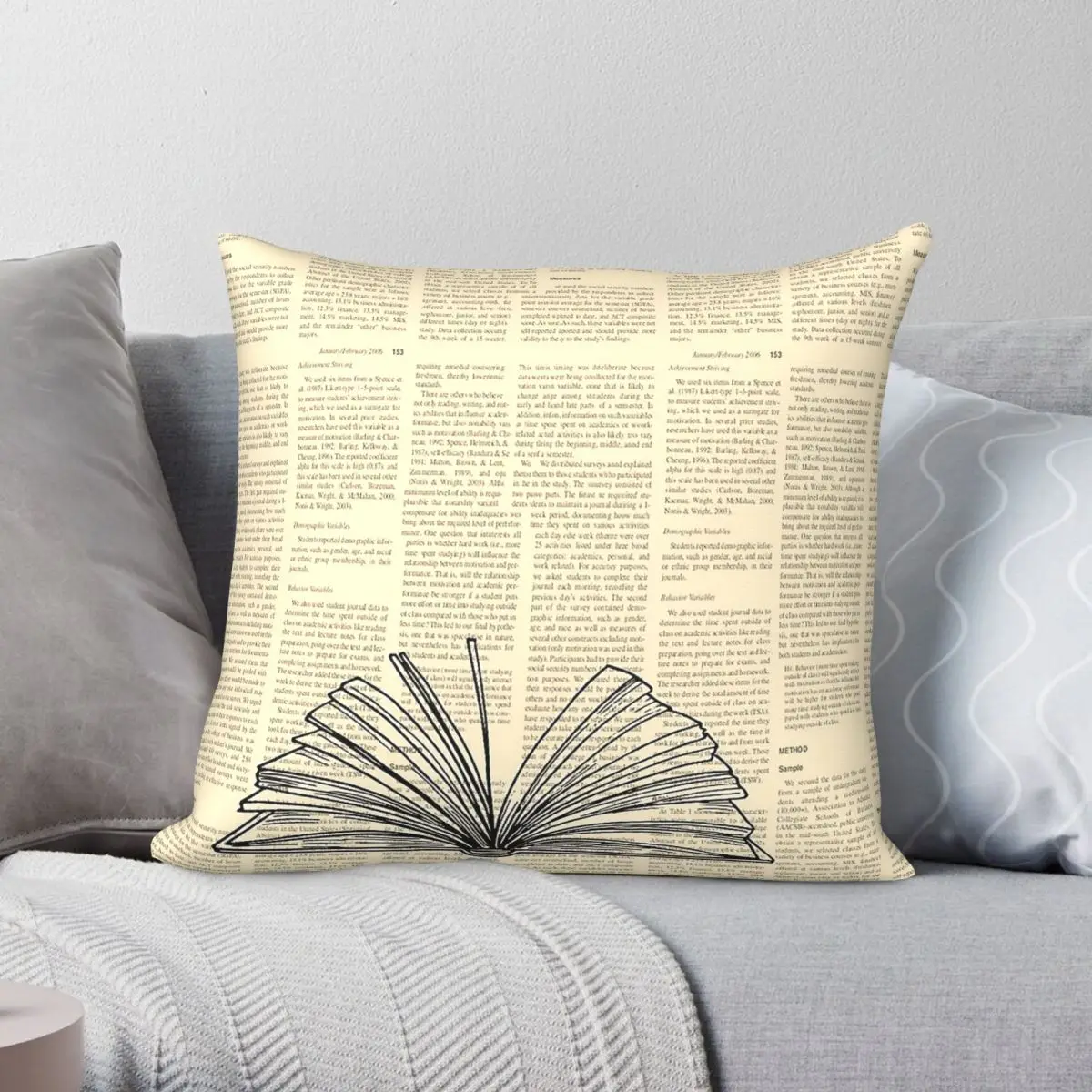 Vintage Book Lover Bookworm Pillowcase Polyester Linen Velvet Pattern Zip Decor Throw Pillow Case Sofa Seater Cushion Case 45x45