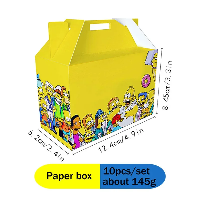 MINISO The Simpsons Paper Box for Wedding Candy Cookie Chocolate Packging Birthday Valentines Day Party Carton with Handle 10pcs