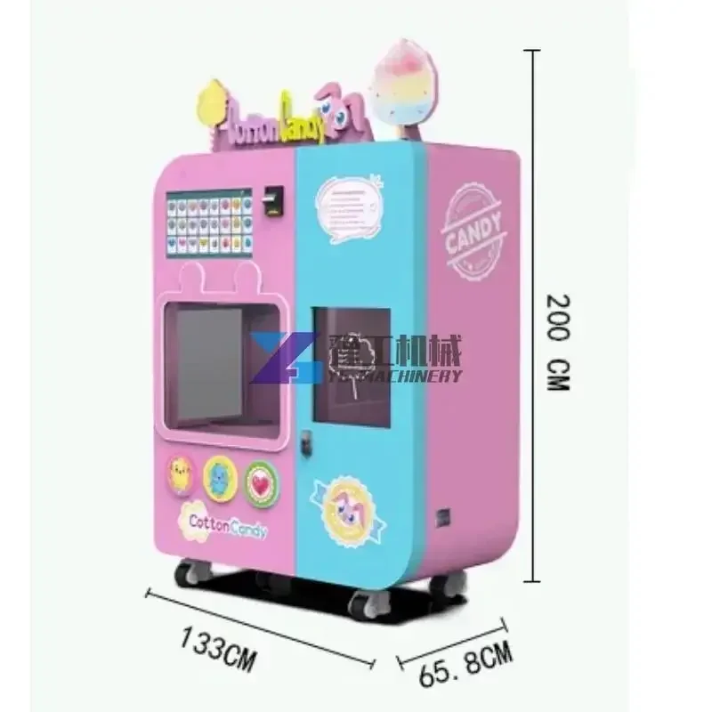 Candy Automatic Vending Machine Cotton Candy Machine Support Multi-language Commercial Flower Fully Automatic Sugar Cotton Metal