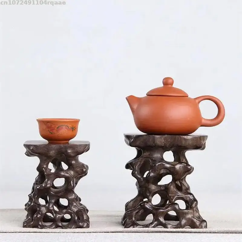 Wooden Miniatures Table Base Vase Figurines Incense Tea Sets Pedestal Flower Pot Bonsai Plant Shelf Standing Flower Home Decor