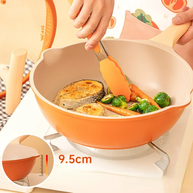 Can Set Up Silicone Cover Household Non-stick Frying Pans Deepen Less Smoke Medical Stone Induction Cooker Gas Special Wok Pan