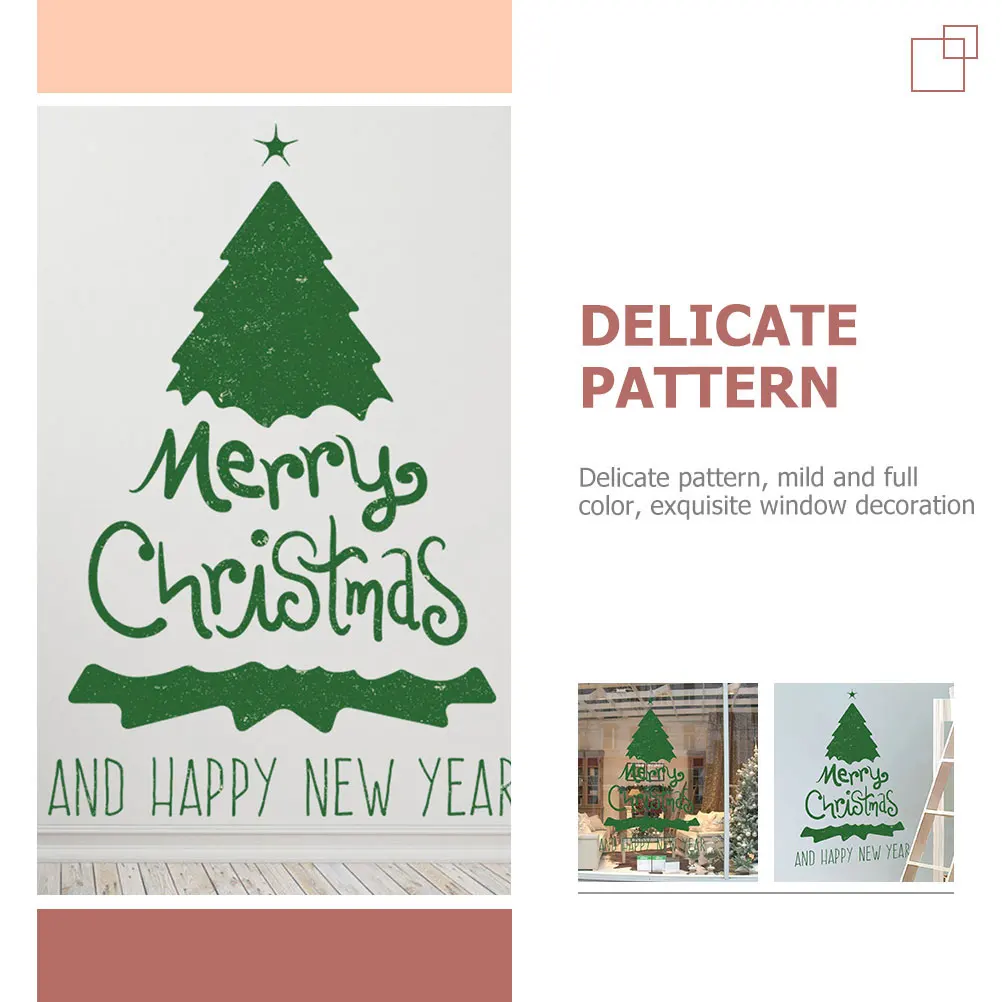 

2 Sheets Christmas Tree Wall Decals Lovely Xmas Window Stickers Decor for Bedroom Restaurant Shop Merry Christmas Theme Clings
