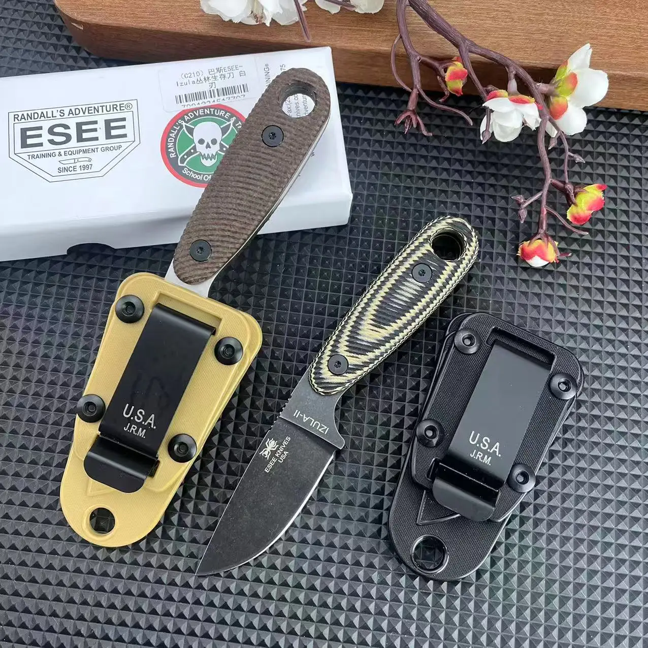 ESEE-Izula Knives - Tactical D2 Blade Outdoor Hunter Tools, Easy to Carry, Self Defense Survival Fixed Blade Knife, G10 Handles
