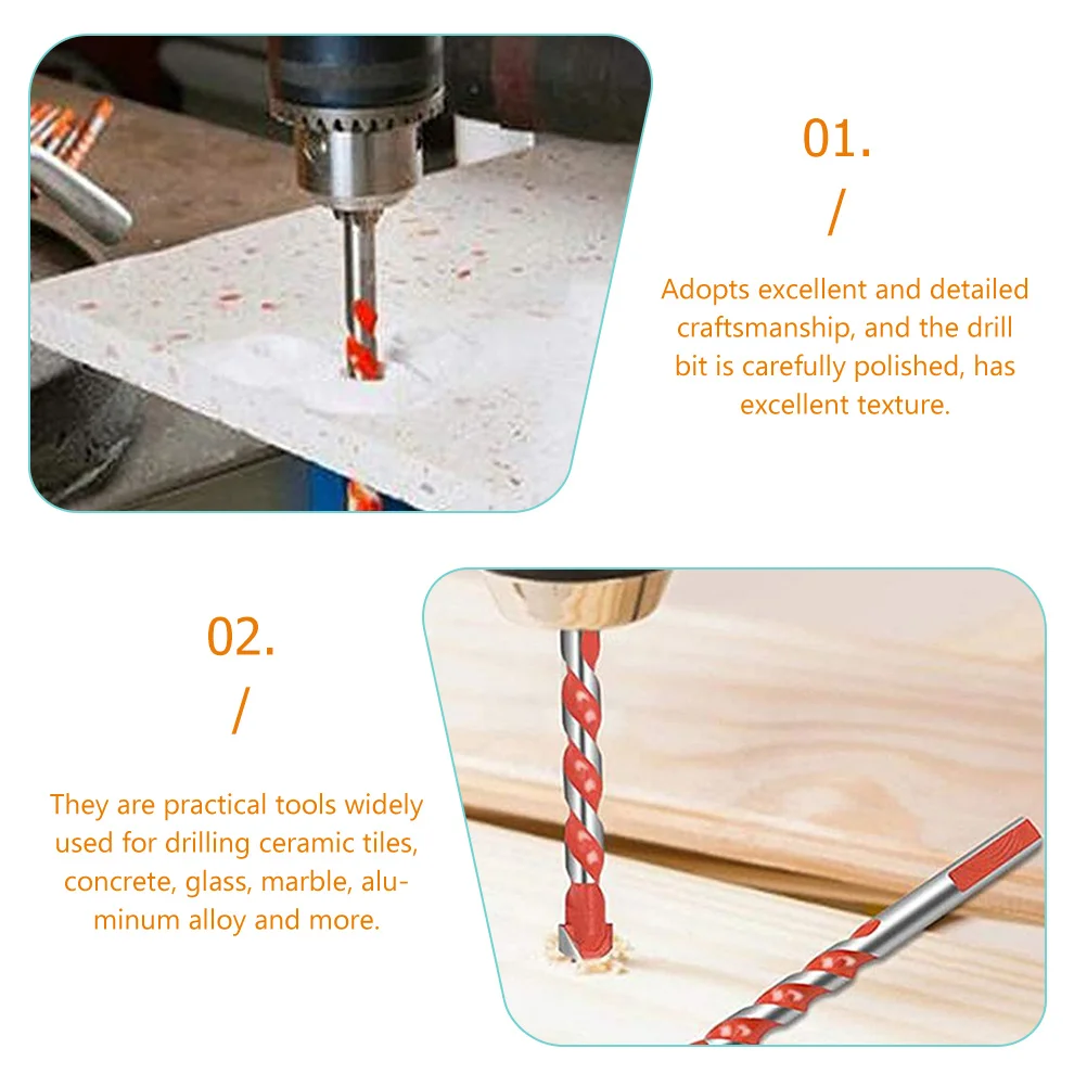 

5Pcs Alloy Drill Bits for Ceramic Tile Concrete Glass Marble Twist Triangular Porcelain Masonry Diamond Square Brick