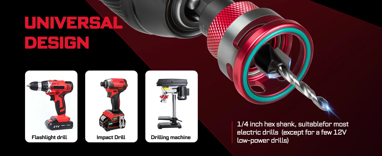 Geinxurn Countersink-Bohrerset (1/8"-1/2"), Präzisions-Fasen- und Senkwerkzeug – Detail 8