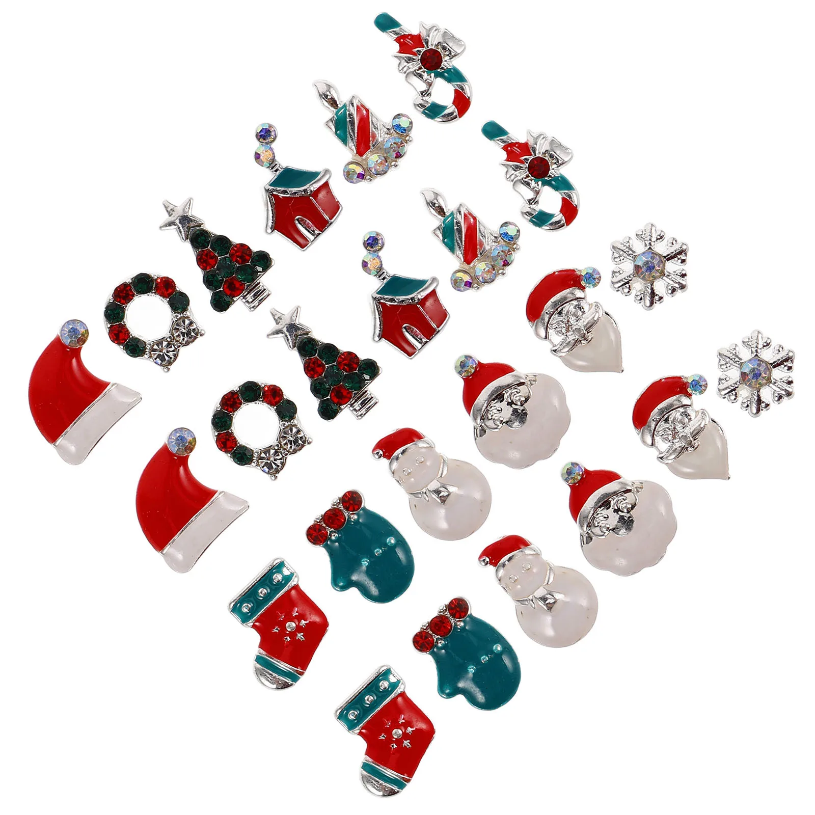 

Festive Christmas Nail Charms in Alloy 3D Xmas Tree Santa Snowflake Designs Unique Holiday Nail Art Studs for Manicure