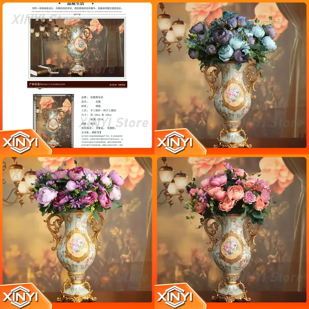 Europäische Retro-Vase für Heimdekoration Wohnzimmer Esstisch Eingangsbereich Deko Blumenvase für Europäisches Innendesign