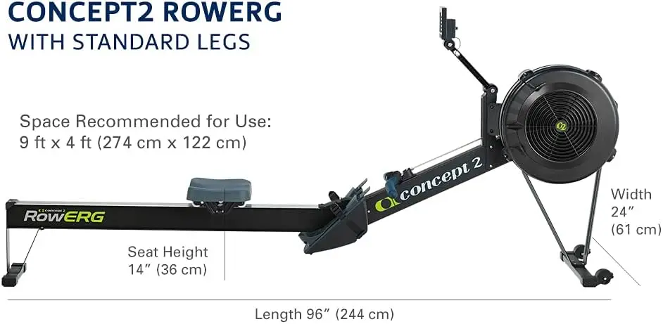 Гребной тренажер Concept2 RowErg для помещений — монитор PM5, держатель устройства, регулируемое сопротивление воздуха, простое хранение