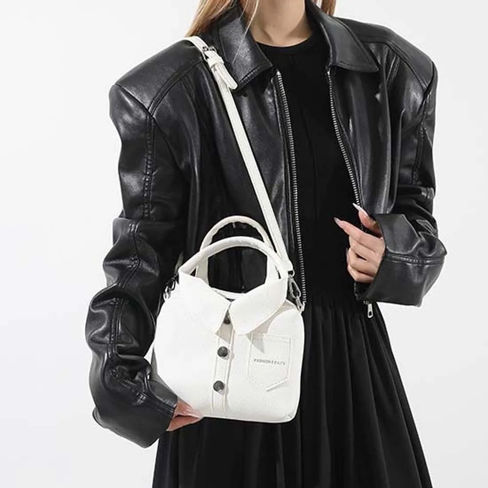 

Elegant Clothes Shaped Crossbody Bag Korean Style PU Leather Square Compact Shoulder Bag Creative Shirt Shaped Women Handbag
