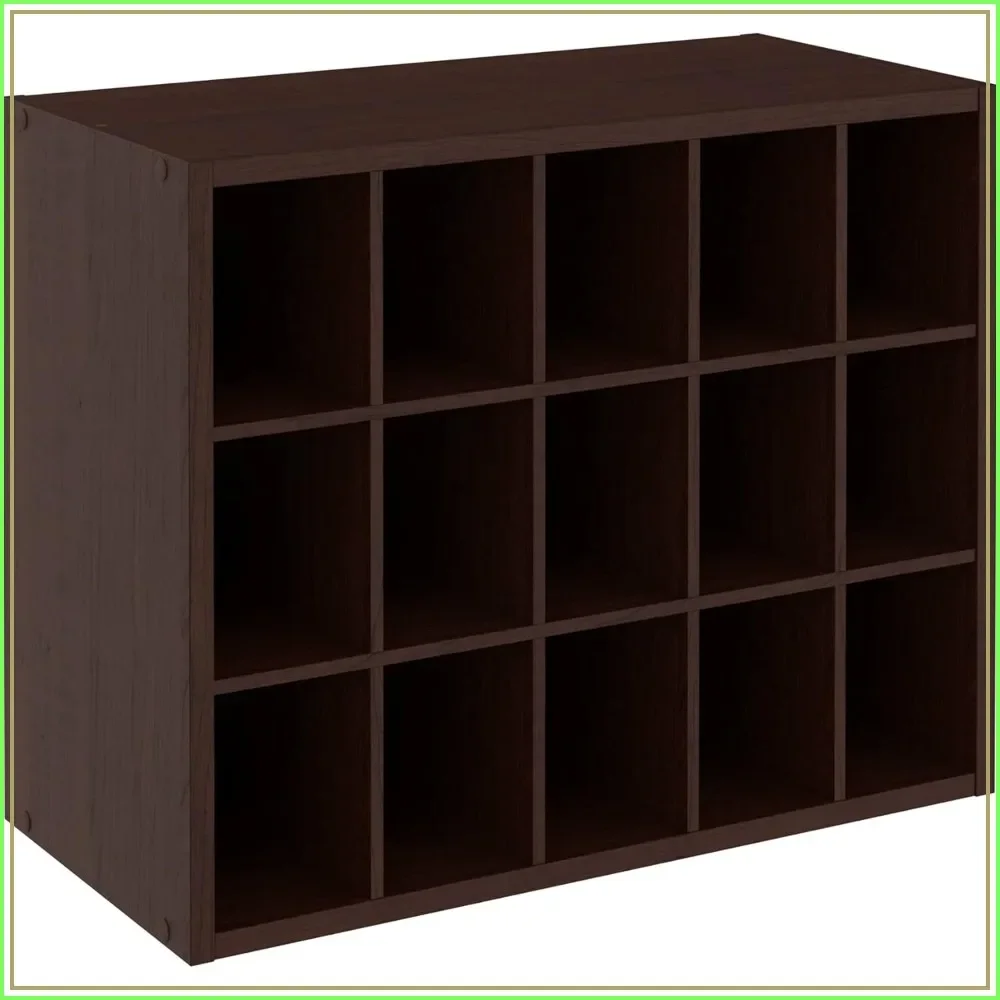 15-Cube Stackable Storage Organizer for Shoes, Bags, Crafts, Wood Shelves, Closet Entryway Mudroom, Espresso