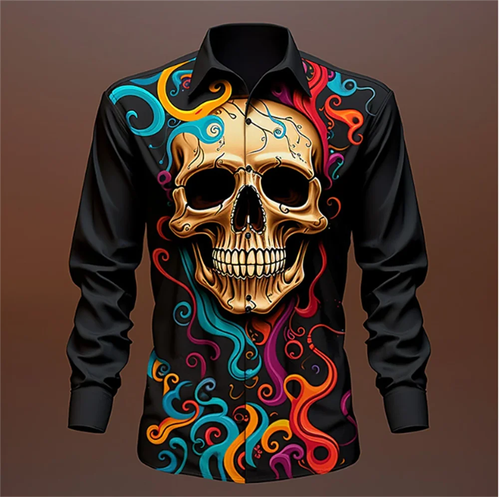 

Mask Summary Men's Shirts Daily Wear Fall and Winter Cuffed Long Sleeve Shirts Carnival Comfortable and Fashionable sy