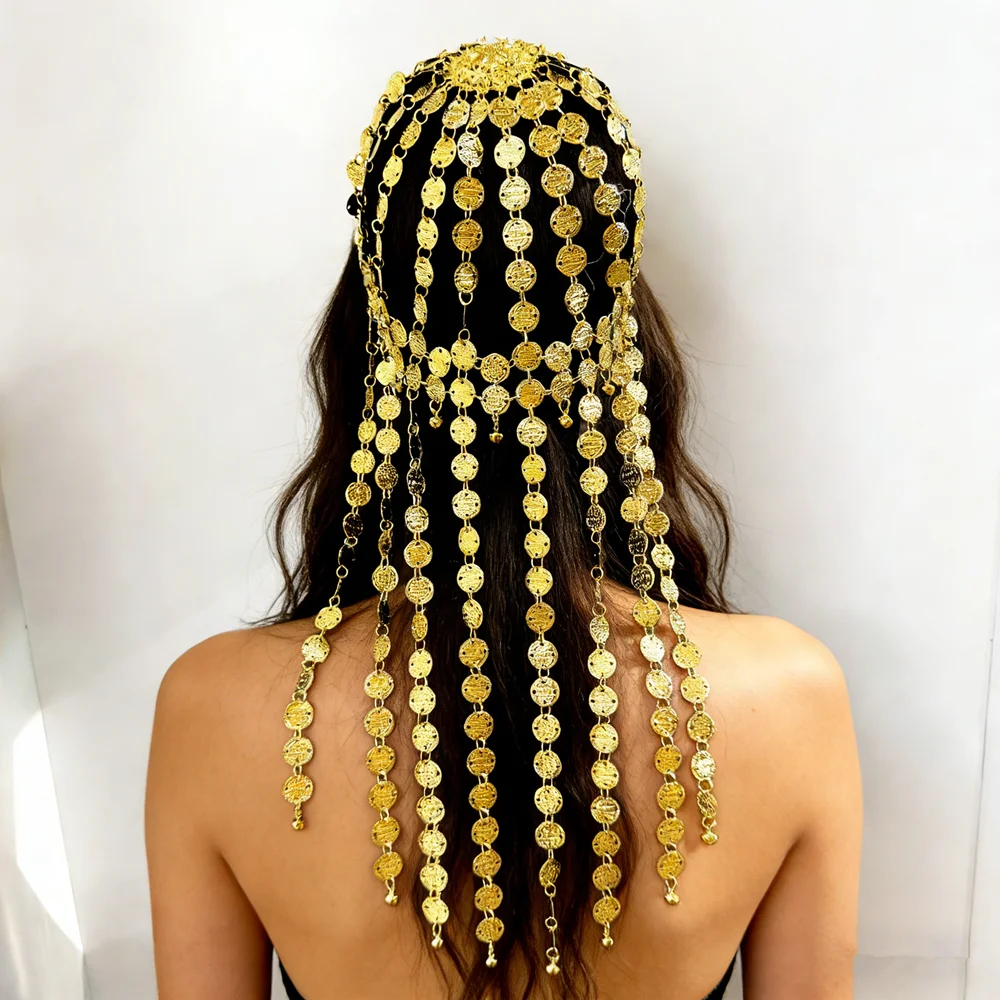 Retro Metal Coin Tassel Head Chain Ladies Gypsy Costume Headwear For Holiday Party Hair Decor