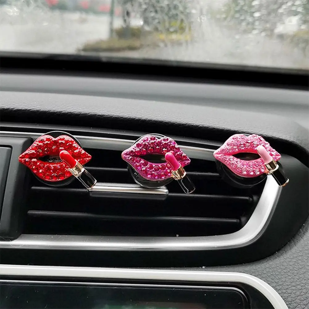 Car Air Outlet Aromatherapy Clip Diamond Red Lips Clips Freshener Aroma Air Clips Scent Clip Interior Car Perfume Accessori K7O5