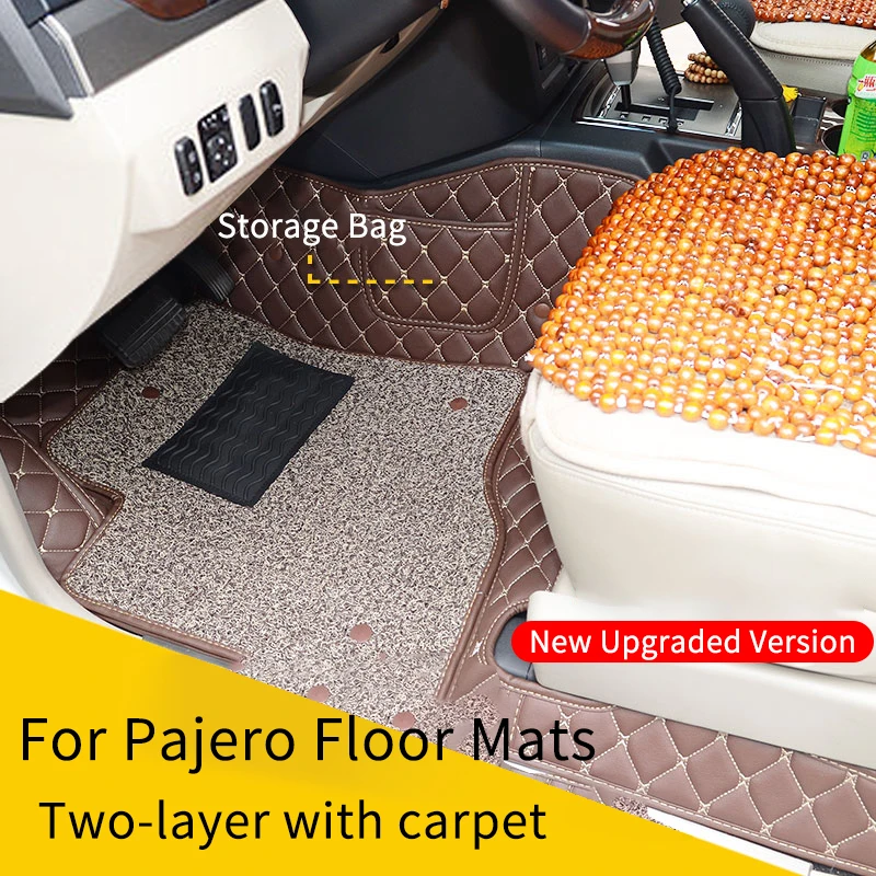 Full-Coverage Double-Layer Floor Mats for Mitsubishi Pajero V93/V97 (2008–2023) – Eco-Friendly XPE,Removable Carpet,Custom-Fit