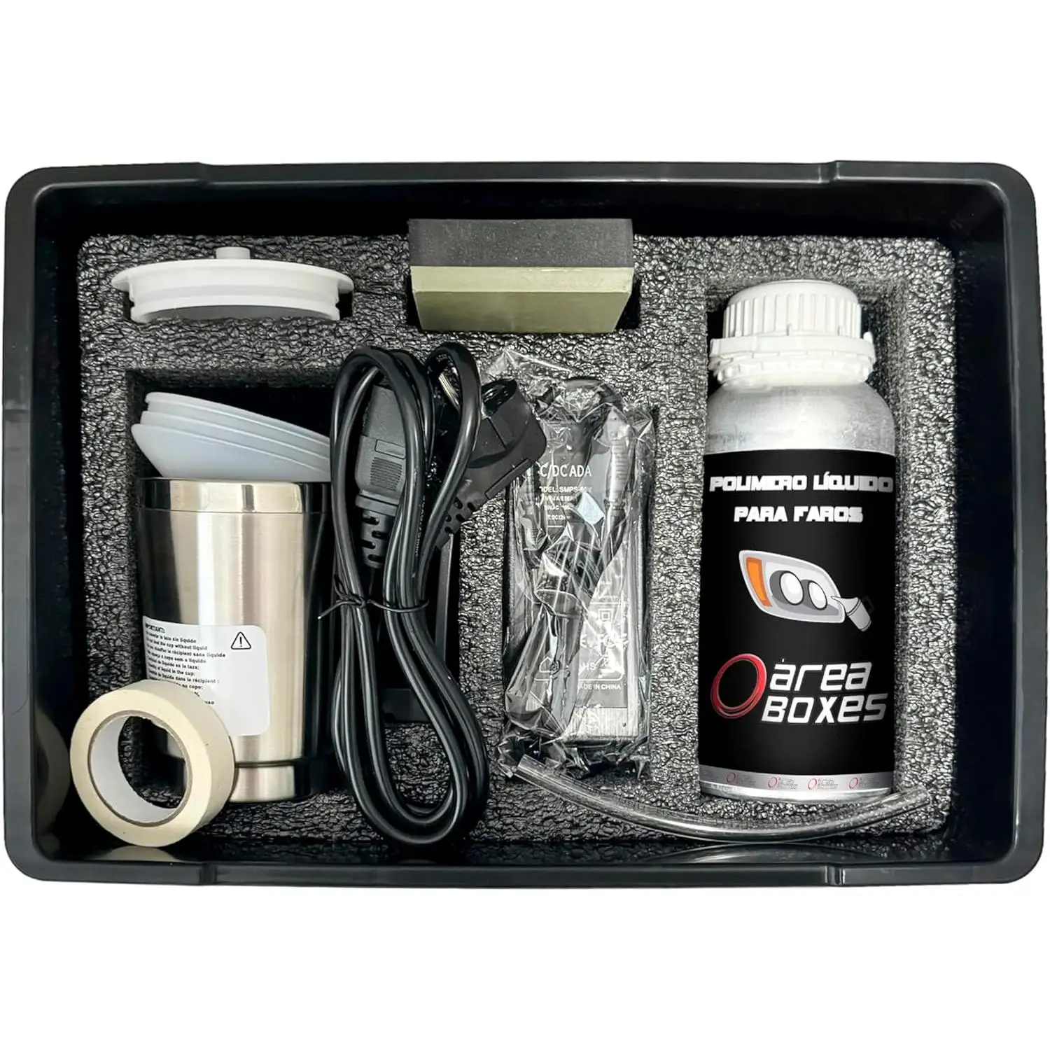 AREABOXES Kit Restauración Faros Coche – Polímero Líquido Profesional, Fácil y Rápido, Completo