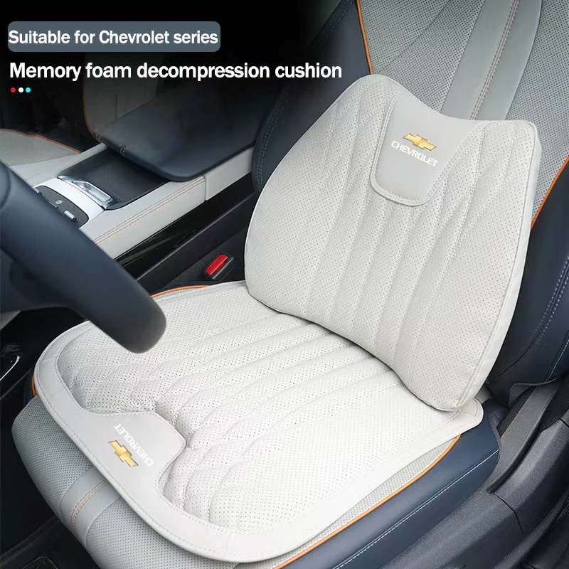 Cojín de cuero para asiento de coche con soporte lumbar, accesorios de interior de alta gama para Chevrolet Kalos, Equinox, Tahoe, Trailblazer, Bolt, Sonic