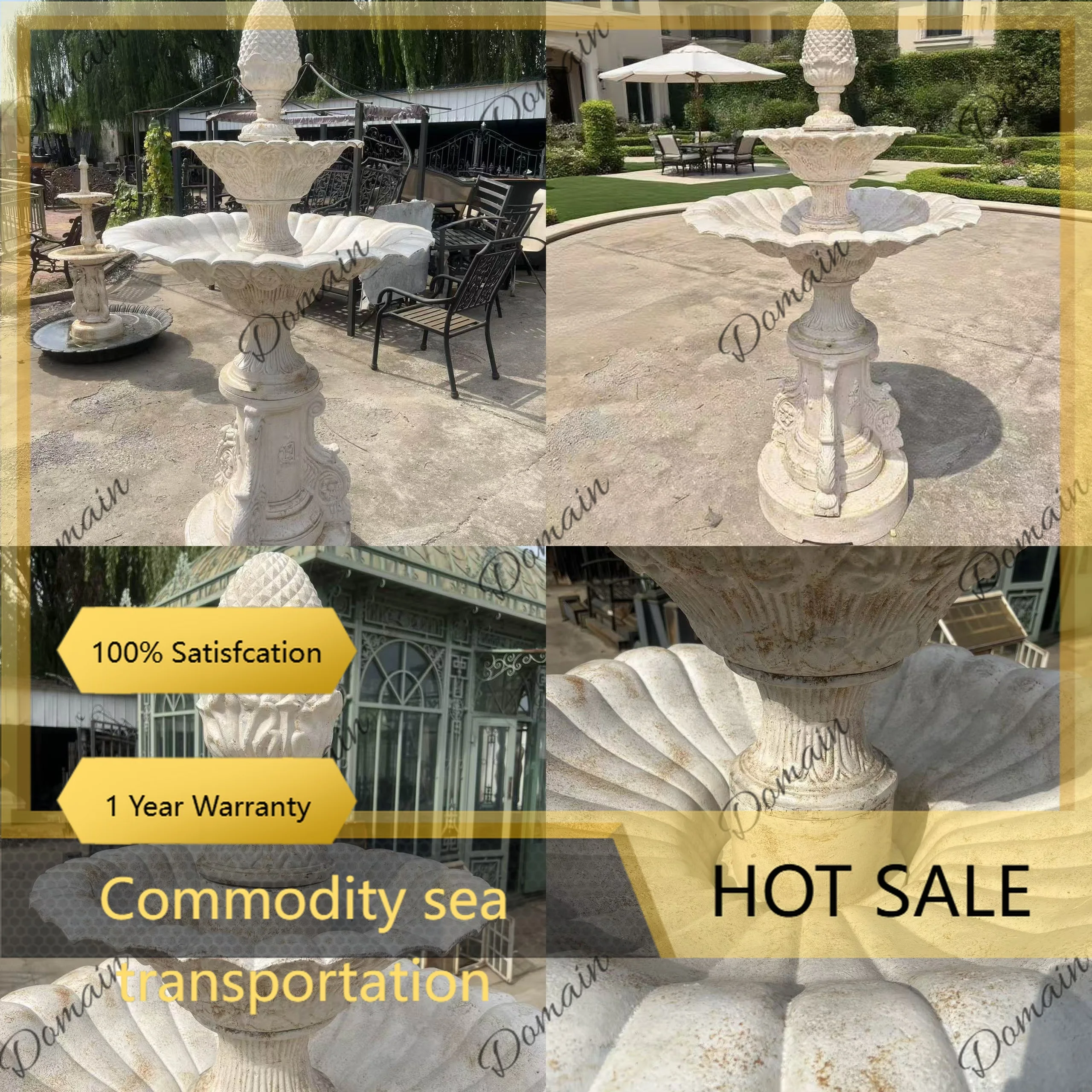 J81 BAIYA Cast Iron Fountain Garden Water Feature Ornament Patio Courtyard Vintage Rustic Decoration