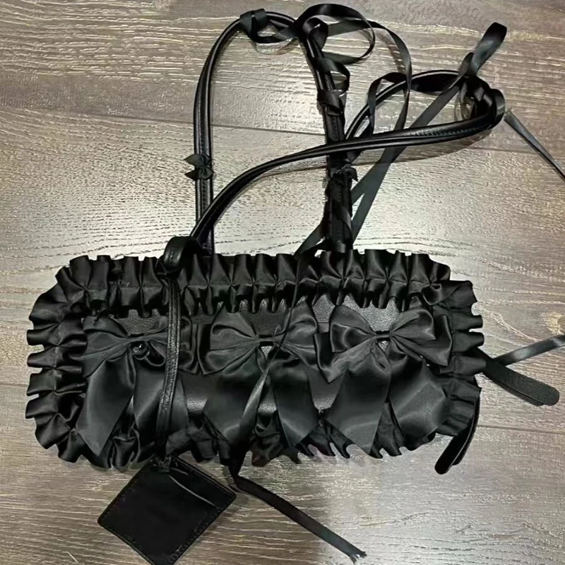 HAEX Gothic Women Handbags Fashion 2024 Lace Bow E Girl Underarm Shoulder Bag Luxury Designer Subculture Bolsas Femininas
