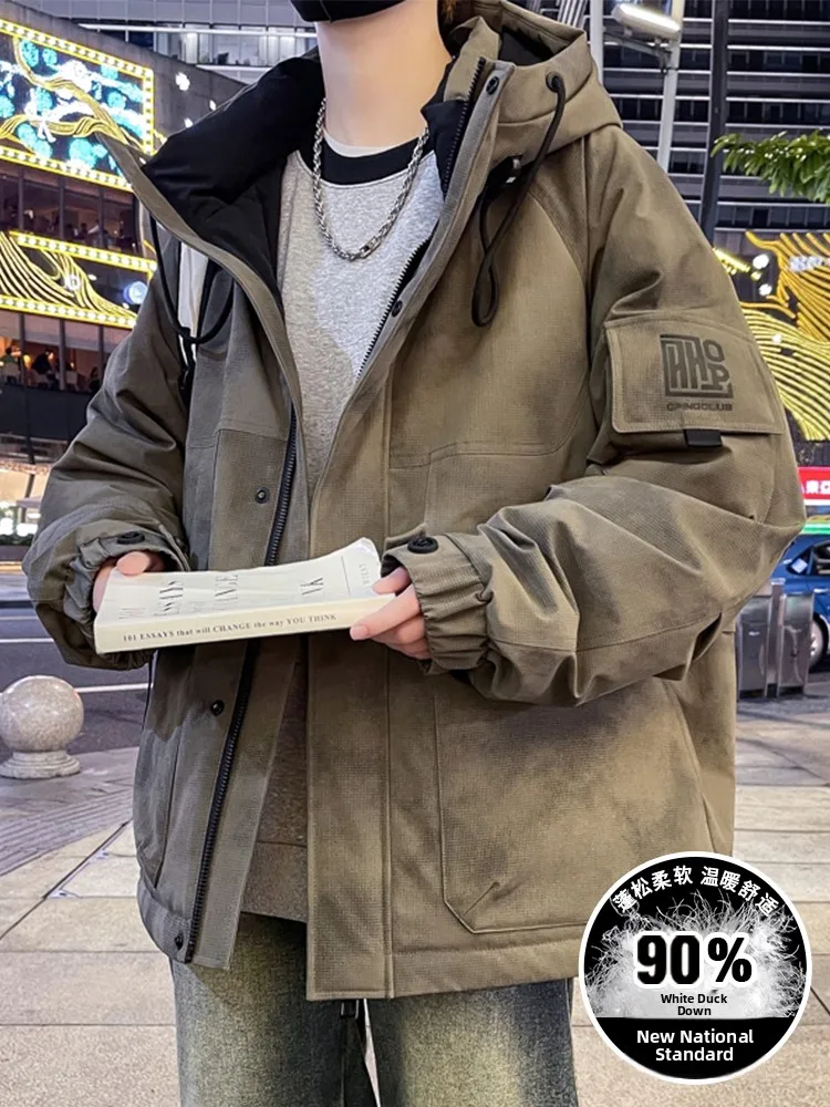 

Tee-Proof down Jaet Men's Winter Lightweight 2024 New Hooded Thiened Youth Anti-Cold Outerwear Faionable Casual Coat