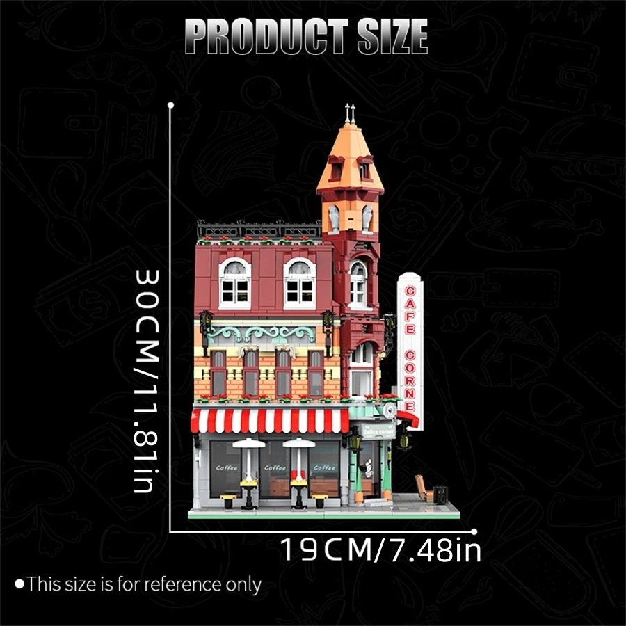 MINI Bricks European Market Street Café Villa Store House Building Blocks City Street View Scene Model Assemble Toy Kid Gifts