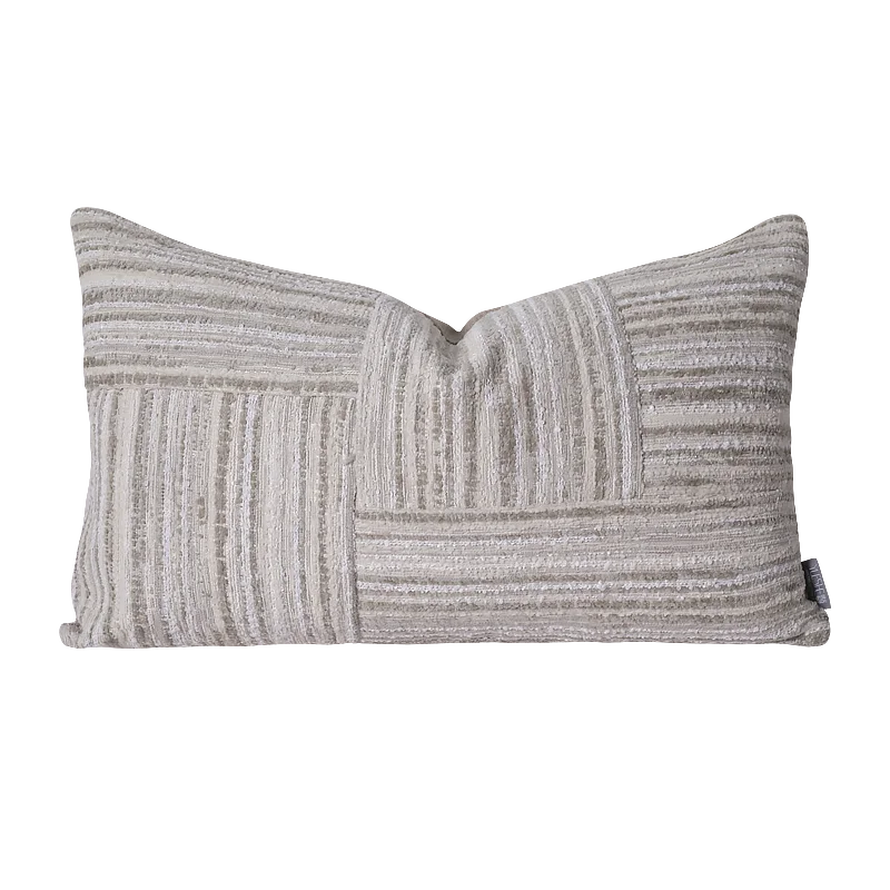 New Chinese sofa pillow bedroom bedside pillow Beige texture stripe stitched waist pillow hotel restaurant seat back