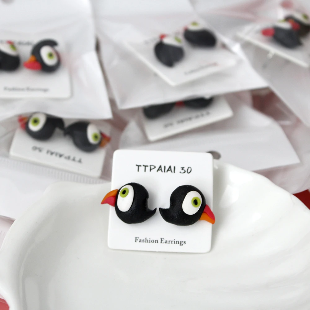 

100% Handmade Polymer Clay Cute Toucan Bird Stud Earrings For Girls Kids Fashion Jewelry Women Cartoon Animal Earrings Gift