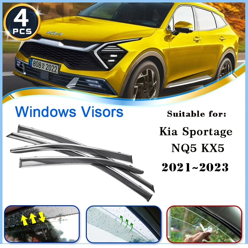 

Windscreens for Kia Sportage NQ5 V KX5 5 2021 2022 2023 Accessories Deflectors Awing Trim Car Window Visors Rain Eyebrow Guards