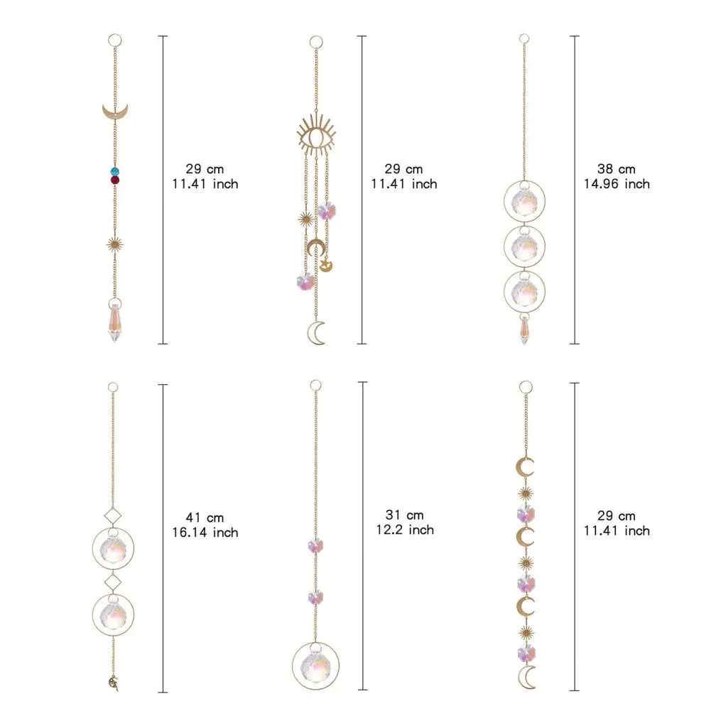 Hanging Ornament Eye-catching Attractive Window Prism Ornament Metallic Star Moon Sun-catcher Ornament Wind Chimes