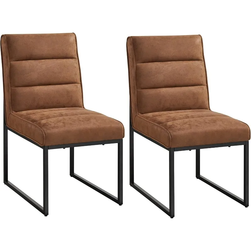 

Modern Kitchen Dining Chairs Faux Leather Chairs with Metal Frame Set of 2 Tan Brown Chairs Emphasize Comfort and Functionality