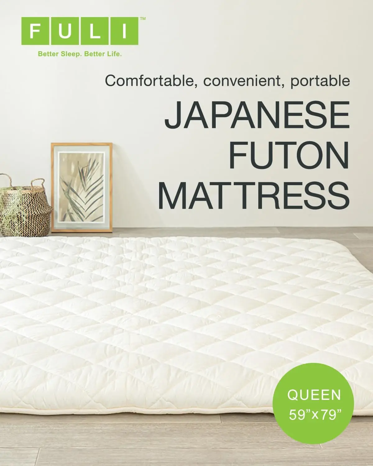 Japanese Futon Mattress, Foldable & Portable Floor Lounger Bed, Roll Up Sleeping Pad, Shikibuton, Made in Japan