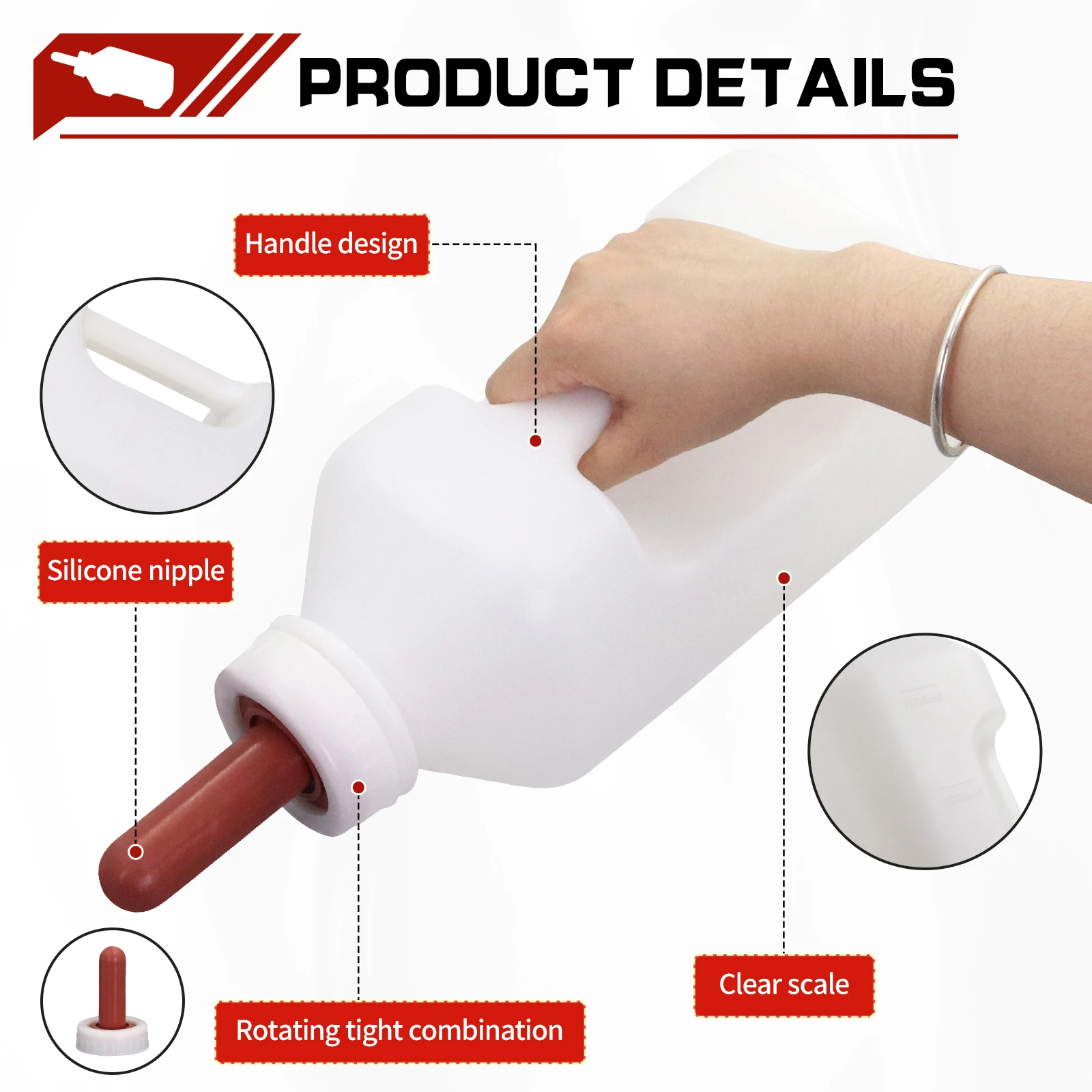 Kalb Milch Feeder Flasche mit Nippel Schaf Milch Flasche Halter Melken Fütterung Ersatz Trinker Vieh Füttern Werkzeuge kalb