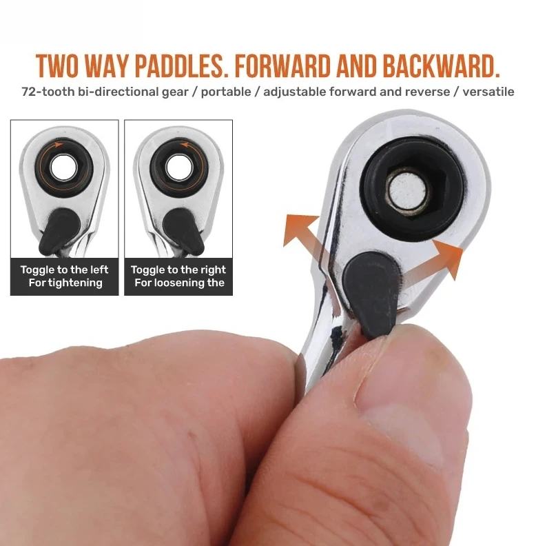 72 Tooth Hand Tools for Home & Bike Mini Ratchet Wrench Double Head Handle Socket Wrench Set Small Fly Torque Spanner