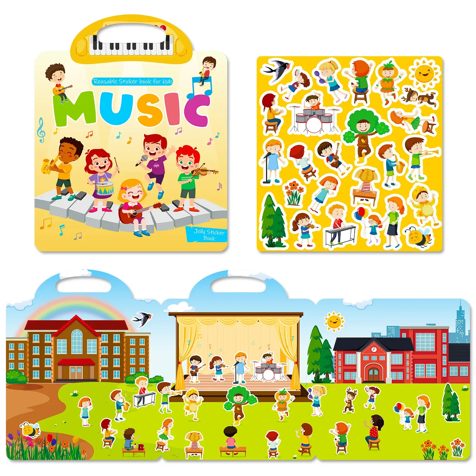 Jelly Sticker Boek Ocean Kingdom Jelly Sticker Boek Kinder Vroeg Onderwijs Concentratie Puzzel Training Scène Sticker Boek