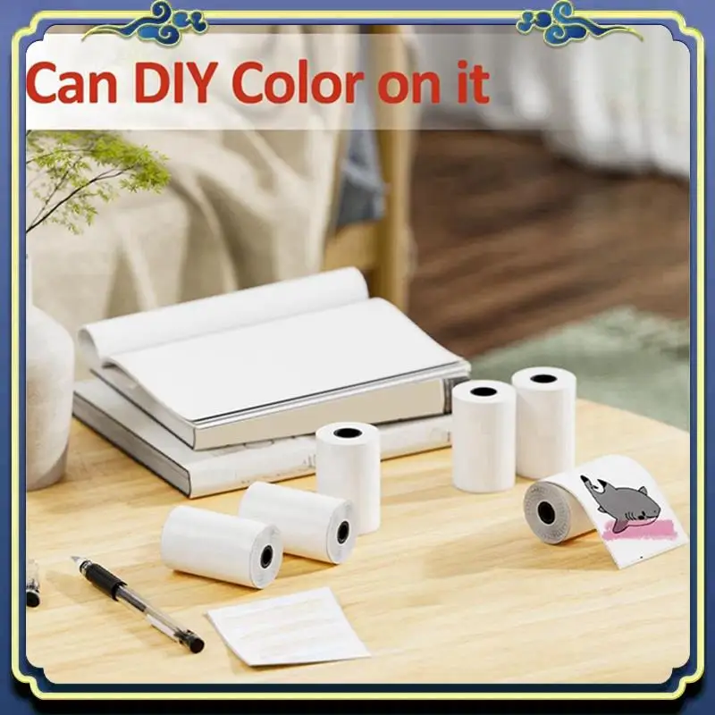 

Portable 12 Roll Mini Pocket Printer Sticker Paper, 30 X 57Mm Self-Adhesive Thermal Paper For Pocket Printer,Black On White