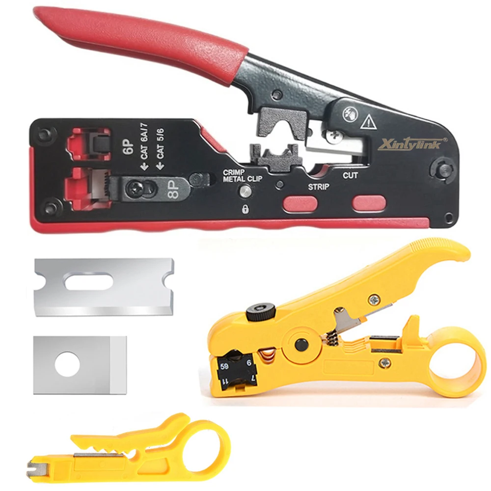 xintylink all in one rj45 pliers crimper cat5 cat6 cat7 CAT8 network tools rj 45 ethernet cable Stripper clamp tongs rg45 lan