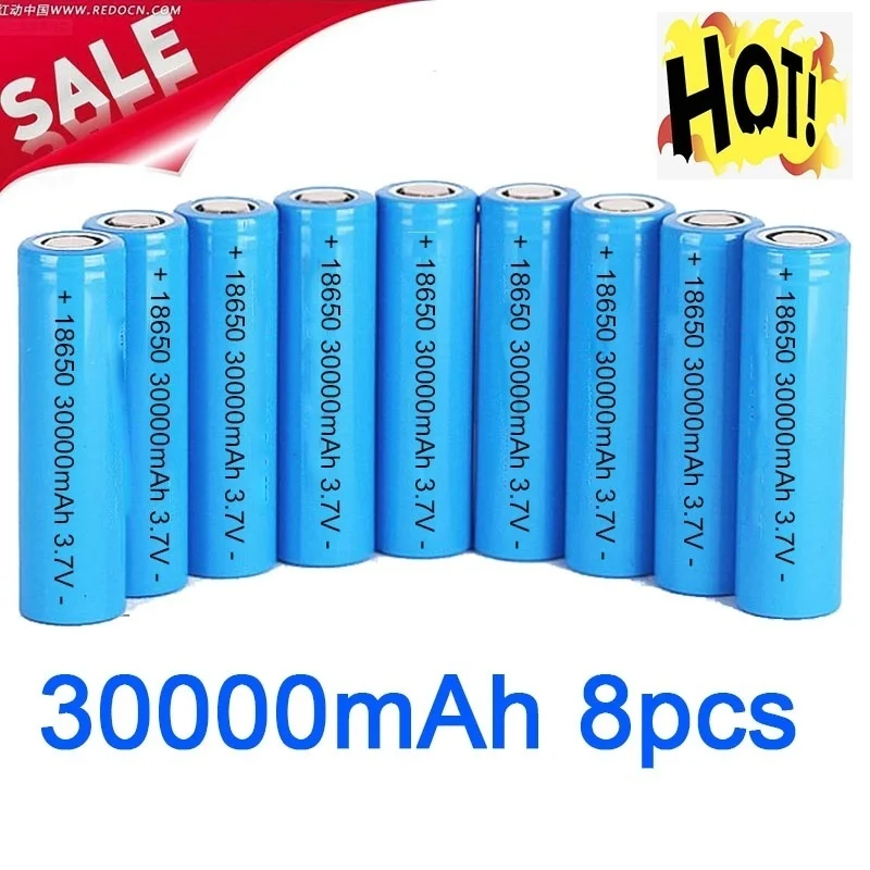 30000MAH Rechargeable Battery ICR18650 Lithium Batteries Li-ion Bateria for Flashlight Torch headlamp lighter