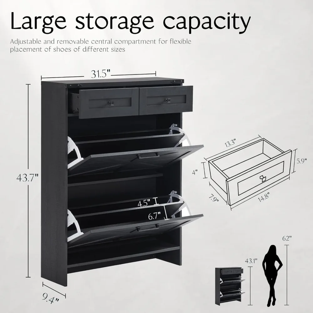 خزانة أحذية قائمة بذاتها على طراز المزرعة مع أدراج مخفية وتصميم ضيق للتخزين الفعال #2