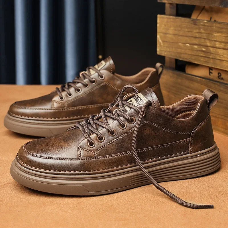 

Men's Shoes Lace-up Fashion Casual Shoes Leather Shoes Handmade Work Shoes Business Casual Sneakers Men's Flats 39-44