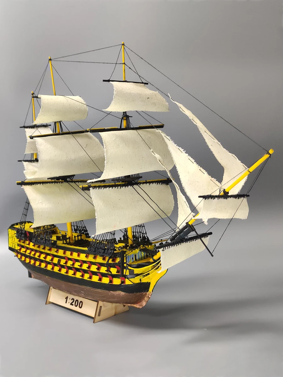 1/200 HMS Victory Statek Liniowy Klasyczny Statek Żaglowy Galon Drewniany Skiff Statyczny Model w Skali Zestaw Miniatury — 2