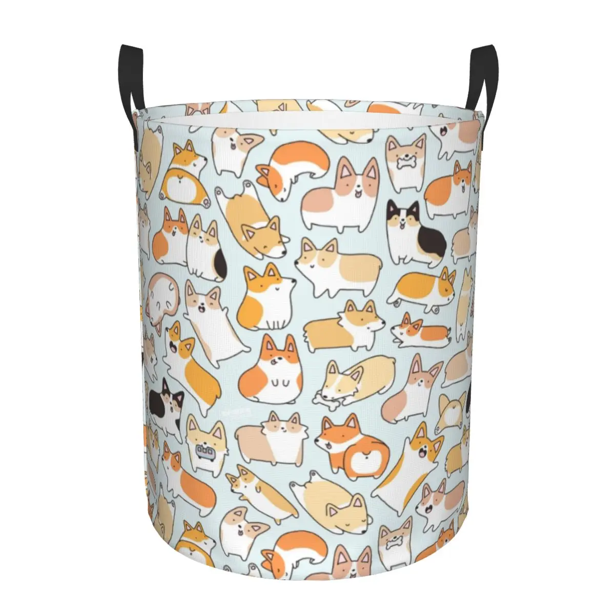 Custom Corgi Doodled Laundry Hamper Large Storage Basket Welsh Corgis Dog Kids Nursery Toy Organizer