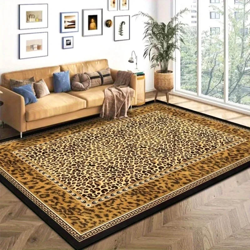 

Classic Leopard Print Living Room Area Mat, Office Large Mat, Machine Washable Floor Mat, for Bedrooms, Outdoors, Room Supplies