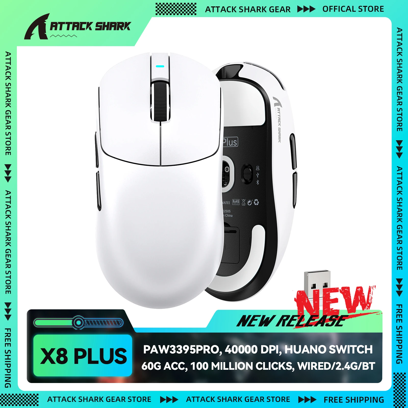 Mouse Sem Fio ATTACK SHARK X8 Plus