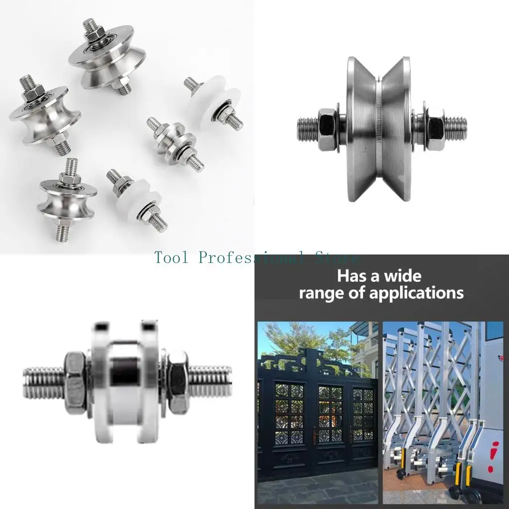 57QF Guide Rails Roller Pulley Wheel Stainless Steel Pulley Block with Single Wheel Threaded Structure for Sliding Hardware