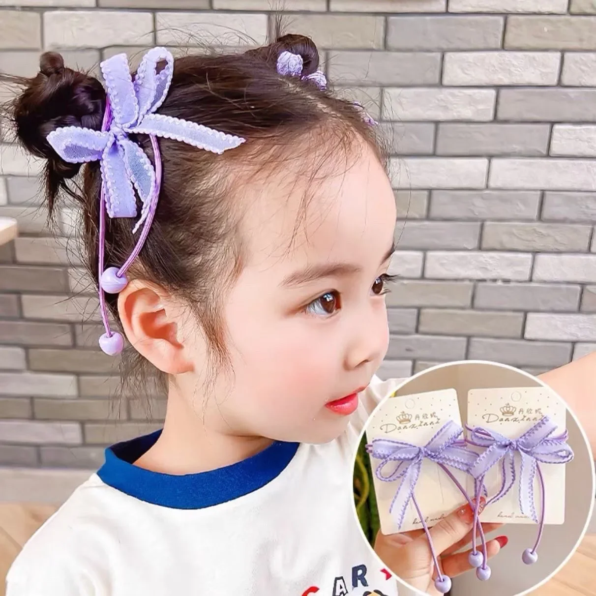 2pcs Cute Children Rubber Band Sweet Bow Elastic Hair Ring para Meninas Princesa Kawaii Cabelo Tie Headwear Acessórios de Cabelo para Crianças