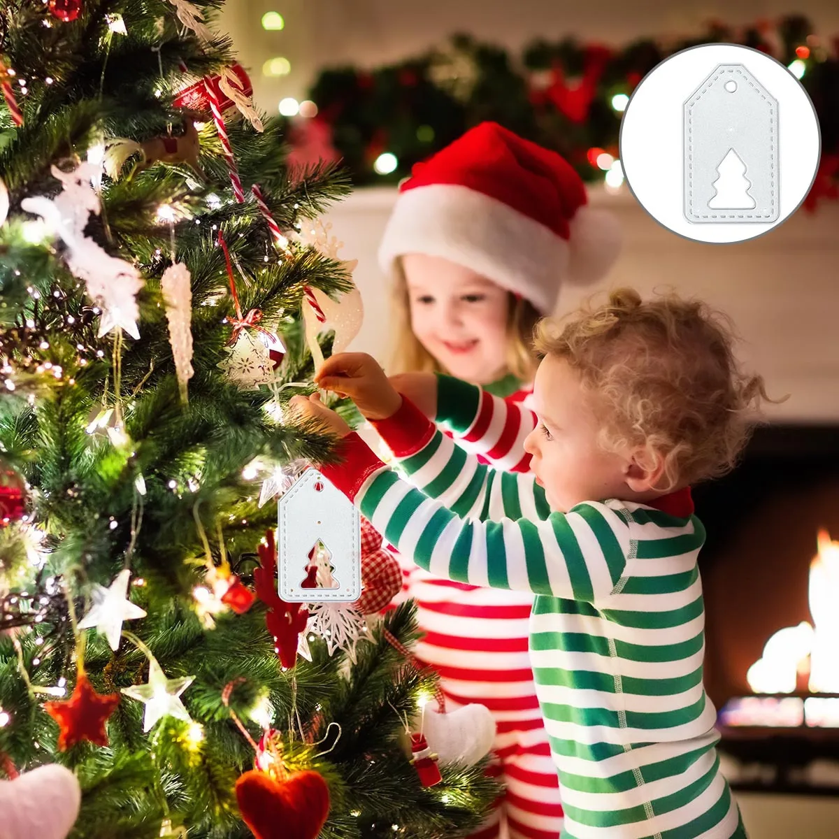 

6Pcs Christmas Tag Die Cuts Carbon Steel Cutting Dies Set for Scrapbooking Bookmark Crafts Embossing Stencil Tag Die Cuts