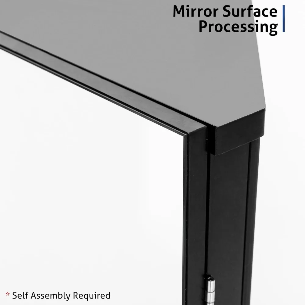 خزانة أدوية مثبتة على الحائط مع مرآة وأرفف ثلاثية للحمام باللون الأسود