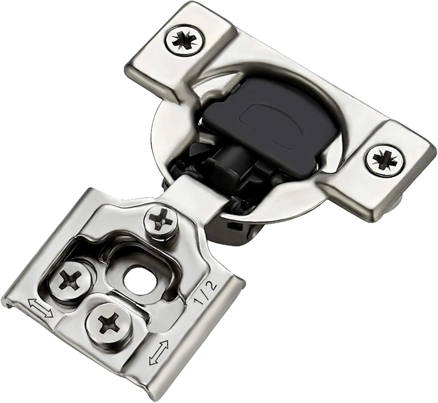 

10 Pack Soft Close Hinges for Kitchen Cabinets, 1/2 inch Overlay Satin Nickel Concealed Hinges with 3-Way Adjustment